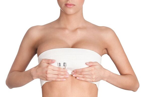 Bandage after breast augmentation surgery